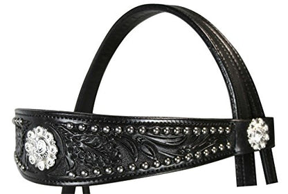 Tahoe Tack Midnight Black Browband Headstall with Split Reins Full Horse Size