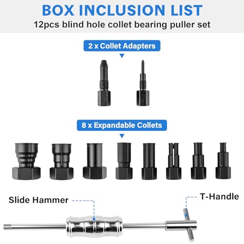 12pcs Blind Hole Collet Bearing Puller Set Slide Hammer 8-32mm