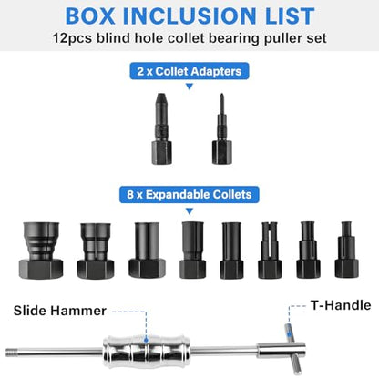 12pcs Blind Hole Collet Bearing Puller Set Slide Hammer 8-32mm