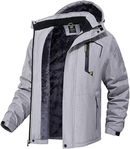 QPNGRP Mens Waterproof Ski Snowboard Jacket Winter Windproof Snow Coat - color: Cation Lightgray, size: Large