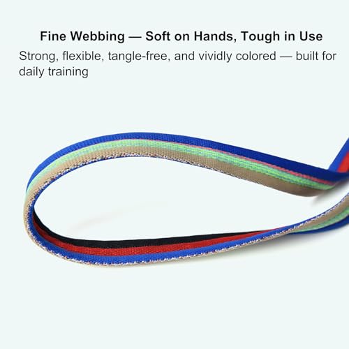 26ft/8m Horse Lunge Line & Long Dog Training Leash, 360° Swivel Snap - color: Gray-Green-Blue