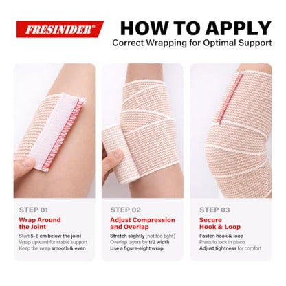 FRESINIDER Premium Elastic Bandage Wrap 4 Inch, 8 Pack, Hook and Loop - color: 8 Pack X 4 Inches