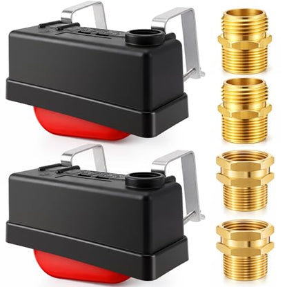Threlaco 2 Pack Water Trough Float Valve, 4pcs 3/4" Male & Female Hose Connectors, Livestock Water Float Valve for Stock Tank, Auto Liquid Level Control for Cattle, Horse, Goat, Poultry, Pond, Farm