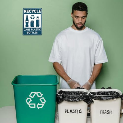 WADORN 10Pcs Recycle Cans Plastic Bottles Stickers, Waterproof Recycle Stickers Fade-Resistant Recycling Labels Recycle Sign Self-Adhesive Vinyl Decals for Business School Public Area 7.08x5.12 Inch - style: Recycle Cans and Bottles