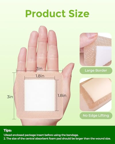 Silicone Foam Dressing 3x3 with Adhesive Border Waterproof 10 Pack - size: 3" x 3"(10 PCS)