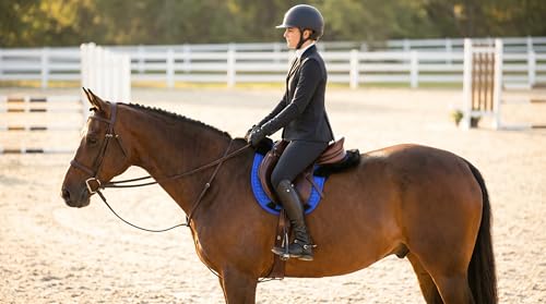 Horse Contoured Fleece Lined Quilted English Saddle Pad Black 72153 - color: Royal Blue