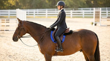 Horse Contoured Fleece Lined Quilted English Saddle Pad Black 72153 - color: Royal Blue