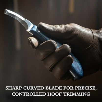 Right-Handed Hoof Knife – Curved Stainless Steel Blade, Ergonomic Non-Slip Handle – Professional Farrier Tool for Horse, Cow & Livestock Hoof Care