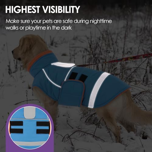 Large Dog Coat, Dog Jacket for Winter, Warm Pet Winter Coat - color: Turquoise, size: X-Large