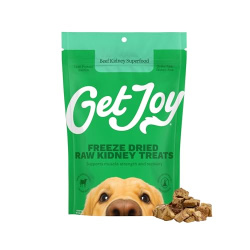 Get Joy Freeze Dried 100% Beef Kidney Dog Treats, 4oz | Single Ingredient Organ Meat, High Protein Raw Dog Food Topper, Snack & Training Rewards | Grain Free, Gluten Free, Filler Free - size: 4 Ounce (Pack of 1)