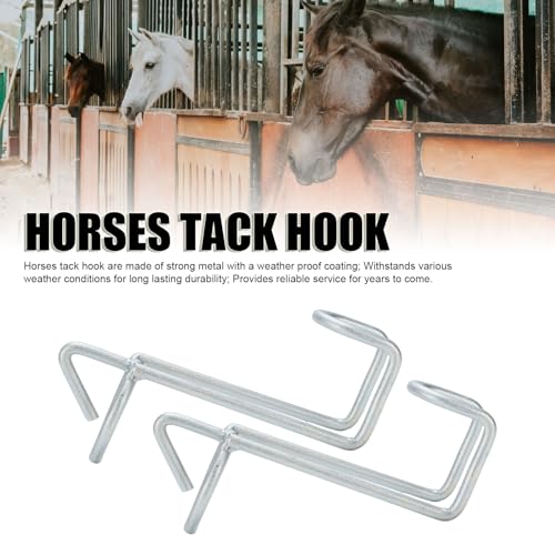 Horse Feed Bucket Hooks, 2 Pack Metal Stall Hanger for Horse Stable Barn Fence, with Weather Proof Coating Easy Install No Tools, for Livestock Water Bucket Tack Supplies