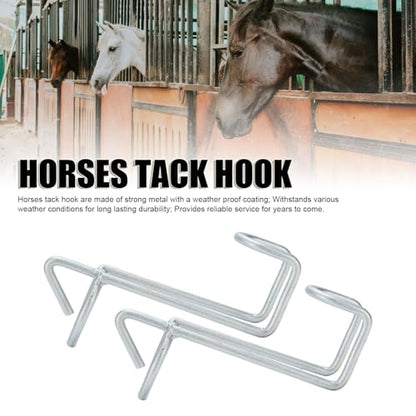 Horse Feed Bucket Hooks, 2 Pack Metal Stall Hanger for Horse Stable Barn Fence, with Weather Proof Coating Easy Install No Tools, for Livestock Water Bucket Tack Supplies