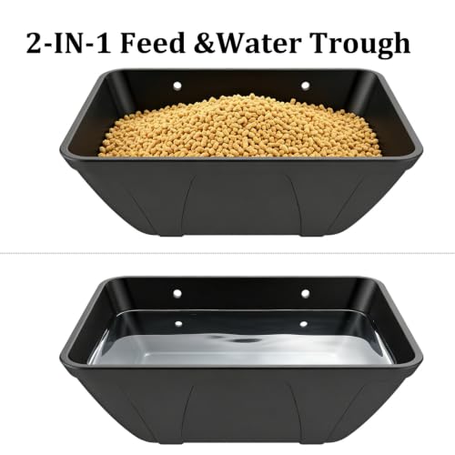 Hanging Fence Feeder for Chicken, Duck, Goat, Pig Poultry Feed Trough Chicken Feeder Bucket Feeding Container for Livestock (Black) - color: Black