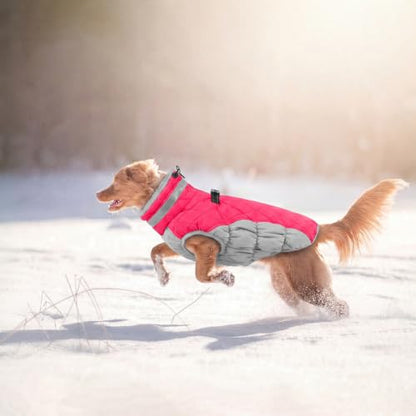 Lelepet Dog Coat Warm Dog Winter Coat Waterproof Dogs Jacket with Harness - color: Neon Pink, size: X-Small