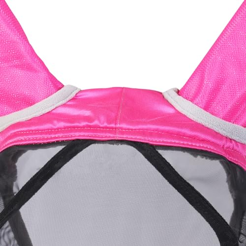 Harrison Howard CareMaster Pro Luminous Fine Mesh UV-proof Fleece Padding Fly Mask Half Face Flamingo (L; Full Size) - color: Flamingo, size: Large (Horse)