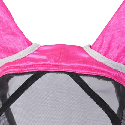 Harrison Howard CareMaster Pro Luminous Fine Mesh UV-proof Fleece Padding Fly Mask Half Face Flamingo (L; Full Size) - color: Flamingo, size: Large (Horse)