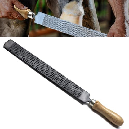 Farrier Hoof Rasp File Coarse Browning Coated with Wooden Handle Super Sharp 17" Long which is Designed to be Easy to use for All Veterinarians.