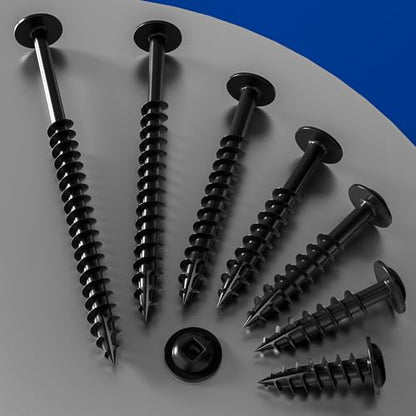 Wensilon (Black) Pocket Hole Screws # 8 * 1-1/2" 109pcs 1lbs Square Hole Wood Screws and Round Head Square Hole self Tapping Screws are Suitable for Wooden use.150MM,60MM Drive bit Included. - color: Black, size: 8*1-1/2"