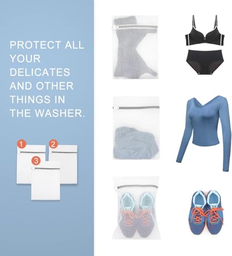Mesh Laundry Bags for Delicates,Durable Zipper Wash Bags for Delicates, Lingerie, Bras, Underwear, Baby Clothes - Protect Garments in Washing Machine, 5-Piece Set (3 sizes)