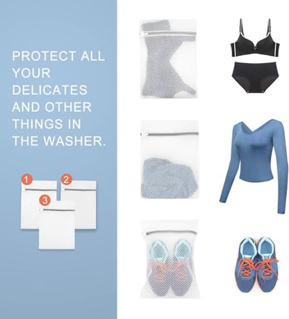 Mesh Laundry Bags for Delicates,Durable Zipper Wash Bags for Delicates, Lingerie, Bras, Underwear, Baby Clothes - Protect Garments in Washing Machine, 5-Piece Set (3 sizes)