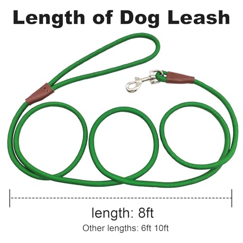 Small Dog Leash 1/4" by 6/8/10FT Lightweight Strong Rope Leash - color: dark green, size: 1/4" x 8'