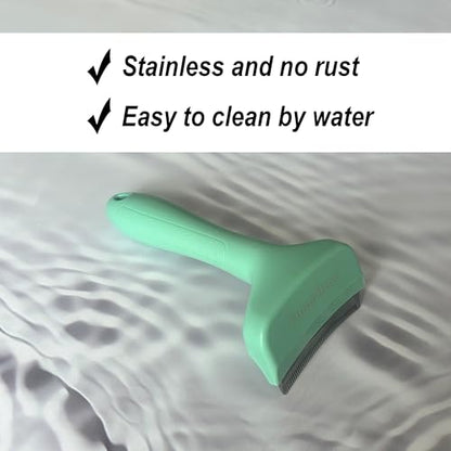 Pet Deshedding Tool with Curve Blade, Cat Grooming Brush, Tight V-shaped Teeth Shedding Comb for Cats and Dogs (Green, Small) - color: Green, size: Small