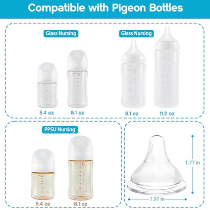 Silicone Bottle Nipples Compatible with Pigeon Bottles, Replacement Soft Nipple for Baby 1+ Months, Anti-Colic, BPA-Free, Slow Flow, Size S, 4-Pack - color: 1m+, Slow Flow, S, size: Slow Flow, S