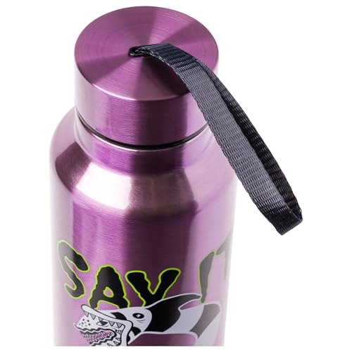 Silver Buffalo Beetlejuice Sandworm, Stainless Steel Water Bottle, 27oz | Say it Three Times, Includes Strap, 0.8 Liters - color: Beetlejuice, size: 27 Ounces