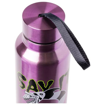 Silver Buffalo Beetlejuice Sandworm, Stainless Steel Water Bottle, 27oz | Say it Three Times, Includes Strap, 0.8 Liters - color: Beetlejuice, size: 27 Ounces