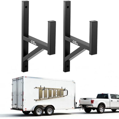 Joytutus Heavy Duty Steel Trailer Ladder Rack, 2 Racks Side Mount with Bungee Cords, 353LB Capacity for Enclosed and Open Trailer, Vans, Trucks, Garages Side Wall