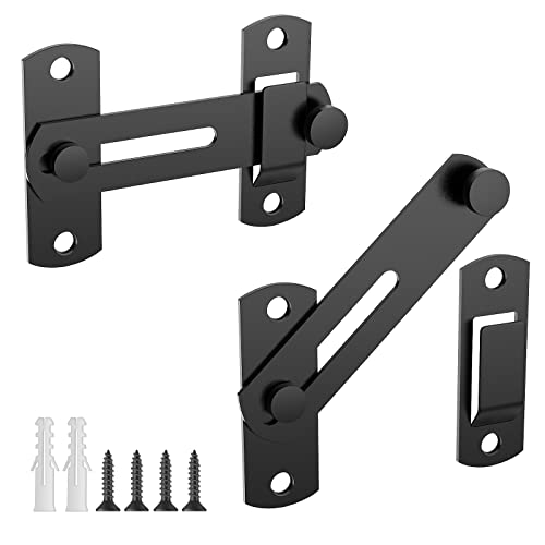 L'aimefois 180 Degree Flip Sliding Barn Door Lock for Privacy (2pcs - color: Black