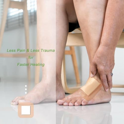NeuHeils Silicone Foam Dressing with Border 4''x4'', 40 Pack for Bed Sores - size: 4''x4'' (40 Pack)