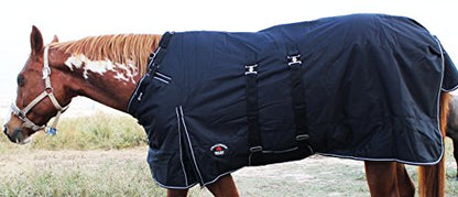Challenger 1200D Turnout Waterproof Horse Heavy Winter Blanket w/Bellyband Black 551B - color: Black, size: 84"