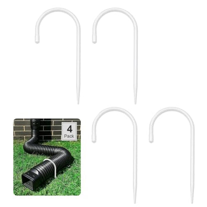 Rain Gutter Downspout Extension Fixing Pin - Holds Tight in Heavy Rain & Wind|Directs Water Away from Foundation|Durable Iron Construction, Easy No-Drill Installation 4 Pack- White - color: White