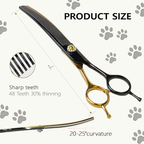 7" Curved Thinner Dog Scissor, Curved Blender Scissors, 48 Teeth - size: Curved Blender