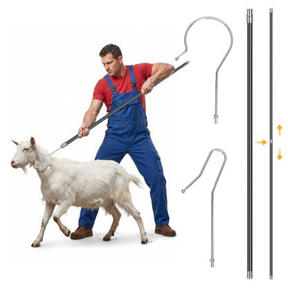 Lightweight Sheep Catcher Hook, 45"Carbon Shaft Leg Neck Goat Grabber Crook