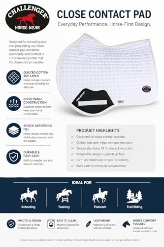 Horse Contoured English Quilted Lightweight All-Purpose Saddle Pad 72TS34 - color: White