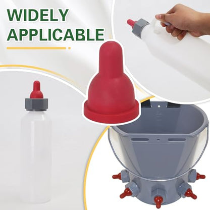 6Pcs Goat Lamb Nipple Soft Rubber Lamb Milk Nipples | Pacifier with Anti-Backflow Fixed Base, Food Grade Bite-Resistant Reusable Bottle Nipples for Goat Pig Dog Cat Farm Feeding - color: red, size: 1 Count (Pack of 6)