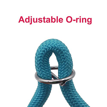 Braided Round Martingale Dog Collar, Training Collar with Slidable Stop Ring - Ideal for Small Medium Dogs (M- (1/3") - 18" Long, Light Blue) - color: Light Blue, size: M- (1/3") - 18" Long