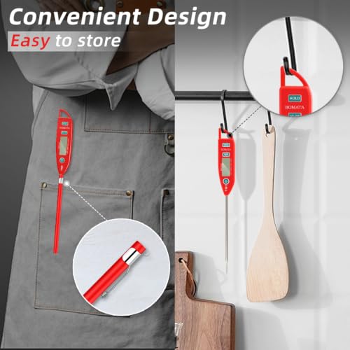 BOMATA Digital Water Thermometer for Liquid, Meat, Cooking, IPX7 Waterproof - color: Red