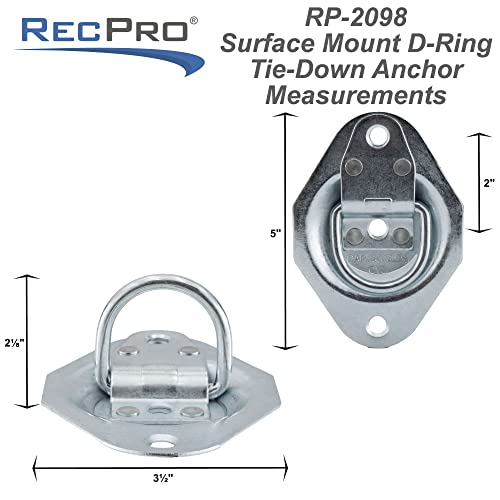 RecPro RV D-Ring Tie Down Anchors, 2,500 lb, 4-Pack - color: 2,500 lb capacity, size: 4 Pack