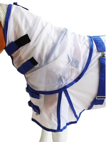 Challenger Miniature Weanling Donkey Pony Horse Foal Summer Fly Sheet 51807 - color: White Royal Blue, size: 46 Inches