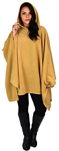 Dare2BStylish Women Poncho Style Hoodie Sweater Fleece Cover Up for Cold Weather - color: Khaki