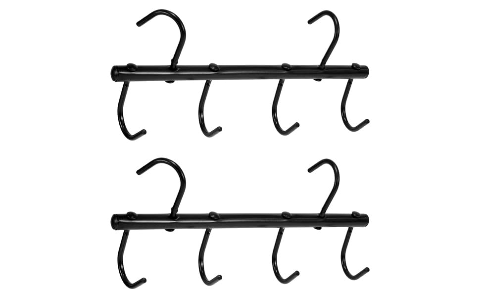 QWORK Steel Tack Rack with Swivel Hooks, 2 Pcs Portable Tack Hangers, 17" Horse Tack Holder