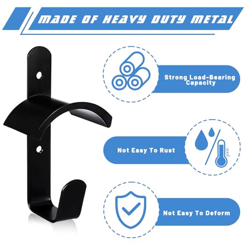 6 Pcs Horse Bridle Rack Wall Mount Black Metal Bridle Holder with Hook and Screws Bracket for Horse Barn Tack Room Stall Storage Derby Day Supplies