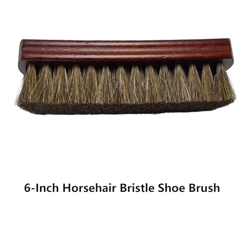 6" Shoe Brush Set, 3-Stiffness Horsehair Boar Nylon | 100% Horsehair, Boar Bristle, Stiff Nylon Bristle; For Leather & Boots Cleaning & Polishing; Beech Wood Handle