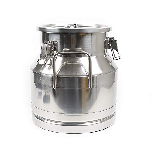 20 Liter 5.25 Gallon Stainless Steel Milk Can Wine Pail Bucket Milk Can Tote Jug Sealed (20L) - size: 20L