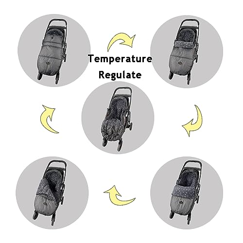 CozyMe Stroller Footmuff, Stroller Hooded Blanket for Toddler, Stroller Bunting Bag with Multi Purpose Fleece Lined Warm Winter Stroller Cover, M6-4T,Heather Grey - color: grey