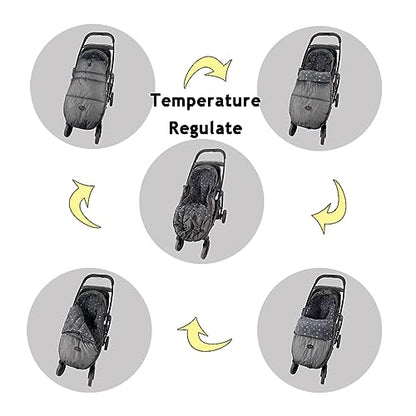 CozyMe Stroller Footmuff, Stroller Hooded Blanket for Toddler, Stroller Bunting Bag with Multi Purpose Fleece Lined Warm Winter Stroller Cover, M6-4T,Heather Grey - color: grey