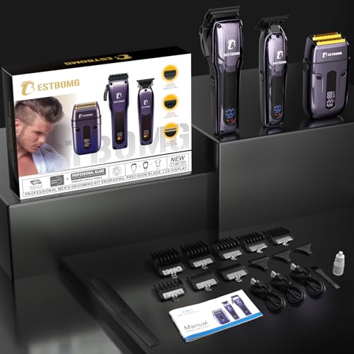 BESTBOMG® Hair Clippers for Men, Clipper, Trimmer & Shaver Set, BS-808C - color: Blue